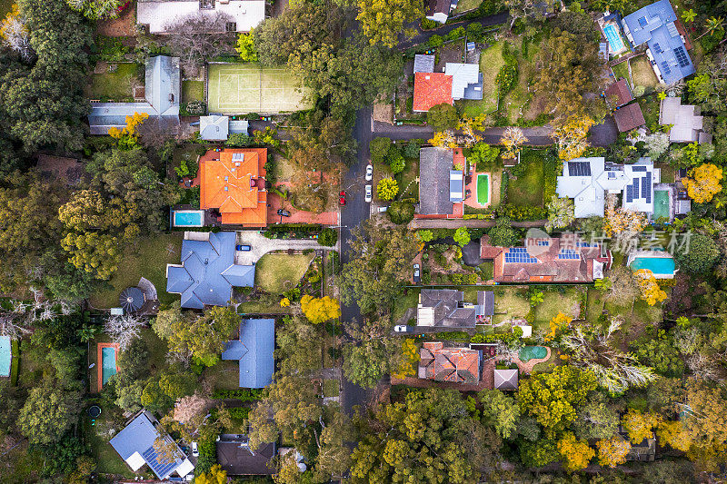 悉尼郊区俯瞰屋顶