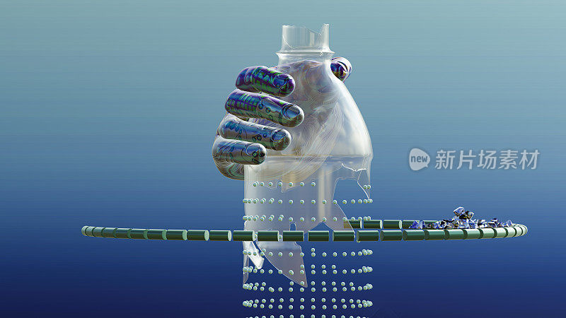 人工智能机器人手移除微塑料