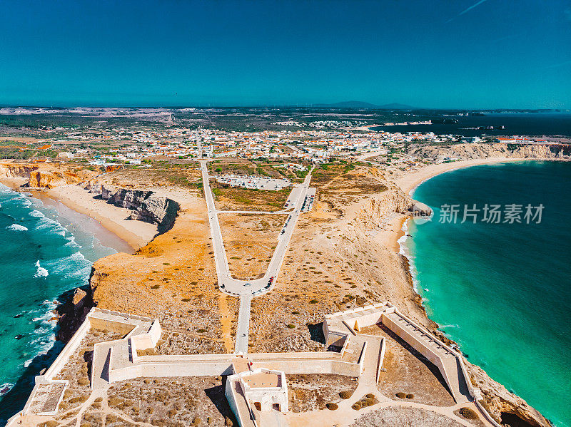 无人机拍摄的萨格利斯要塞，葡萄牙