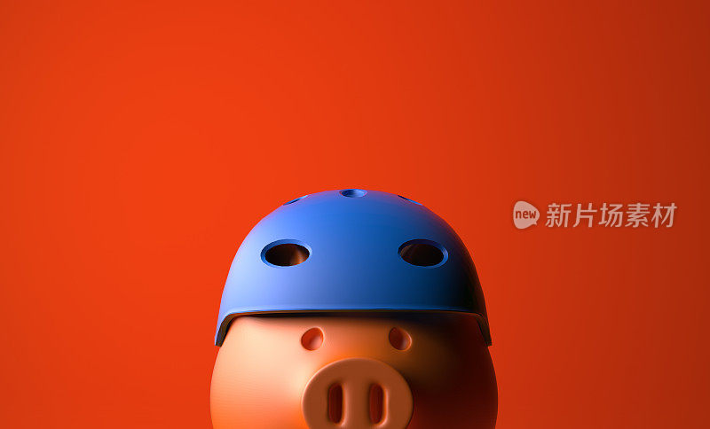 红色的小猪存钱罐坐在红色的背景上。