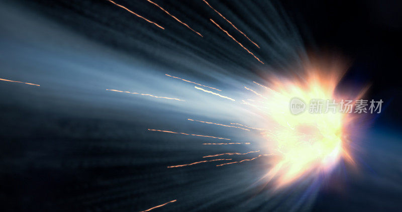 快速燃烧的小行星流星掠过地球大气层，现实的愿景