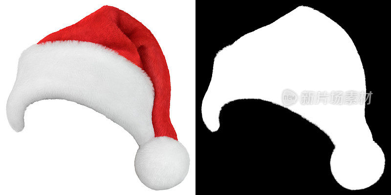 圣诞老人的红帽孤立在白色上
