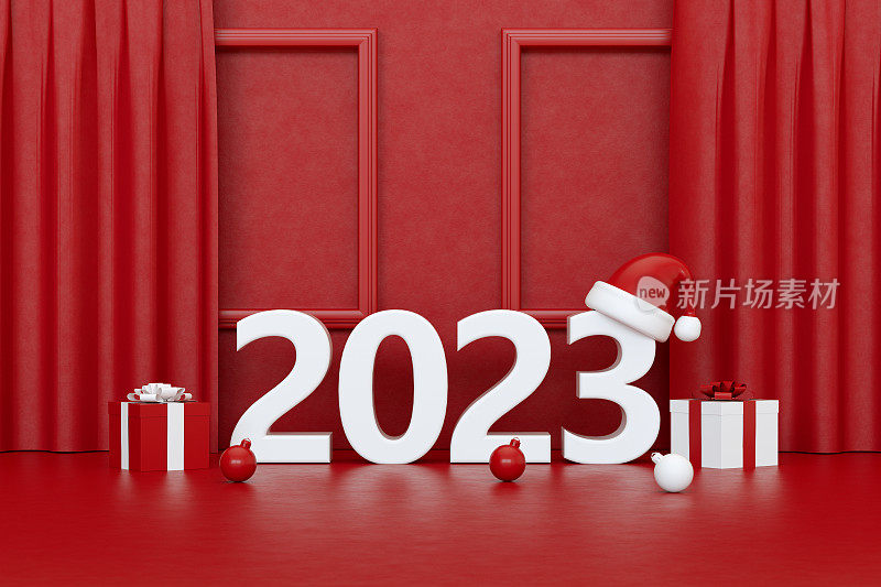 2023年新年红色圣诞背景