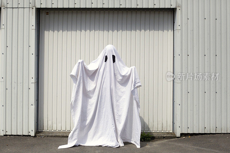 车库门前有个白色幽灵