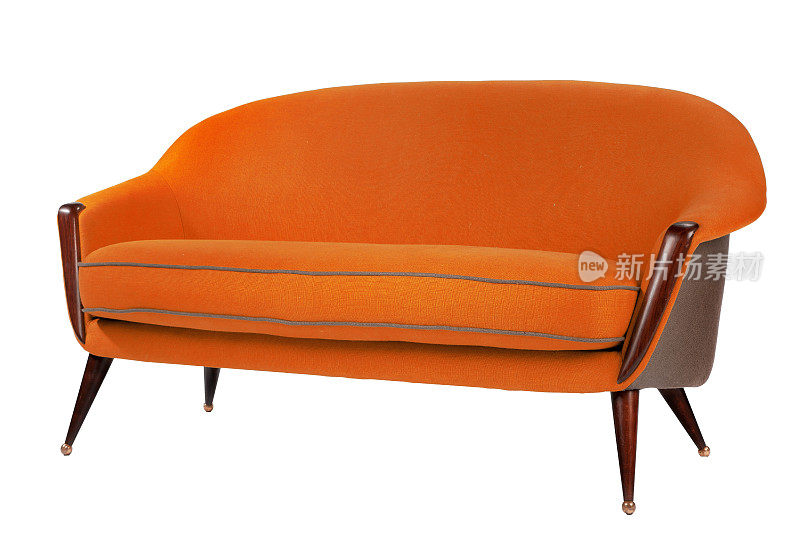 复古风格橙色沙发60年代风格现代，古董
