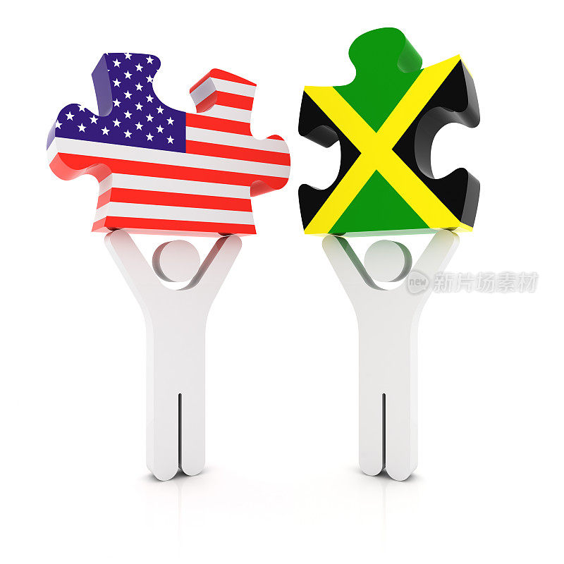 牙买加美国拼图概念
