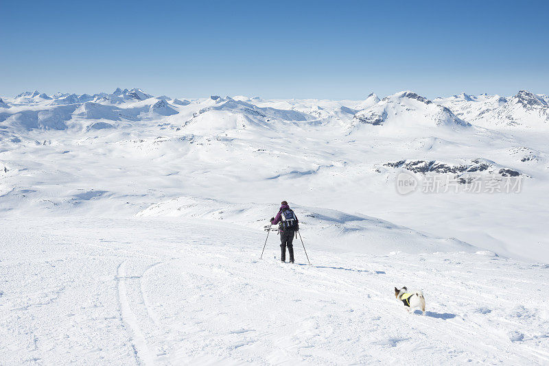 挪威Jotunheimen国家公园的速降滑雪