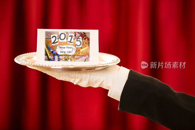 巴特勒主持2015年新年派对邀请函。卡,托盘。