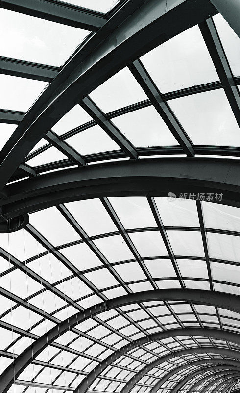 建筑抽象现代玻璃屋顶-单色