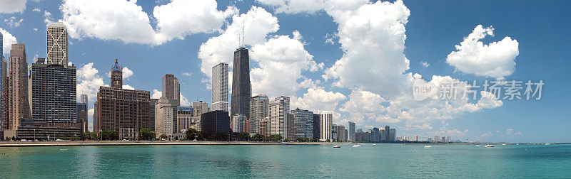 芝加哥北岸约翰汉考克天际线全景