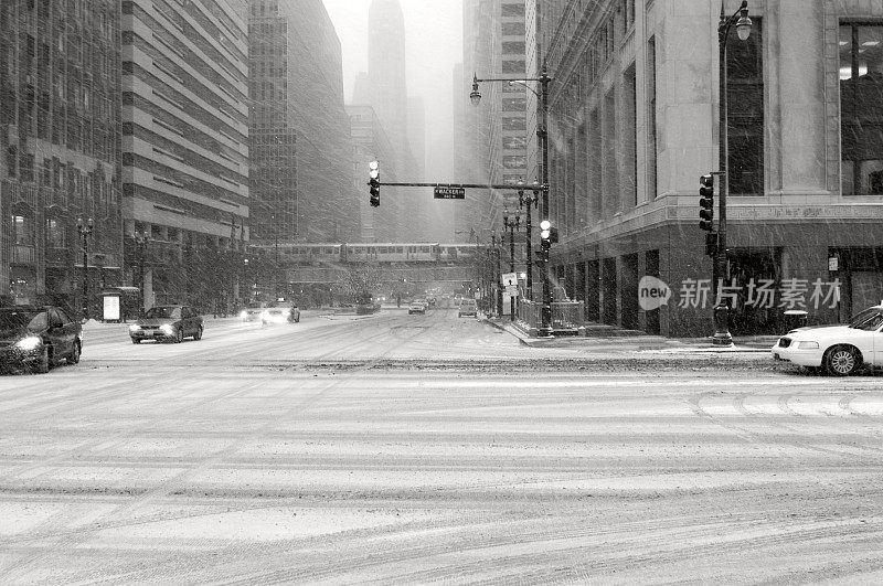 下雪天的芝加哥金融区
