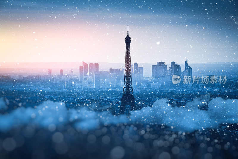 巴黎的冬日日落