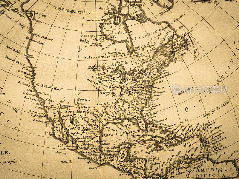 旧地图北美大陆
