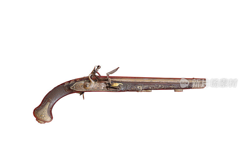 古老的手工步枪孤立的白色背景