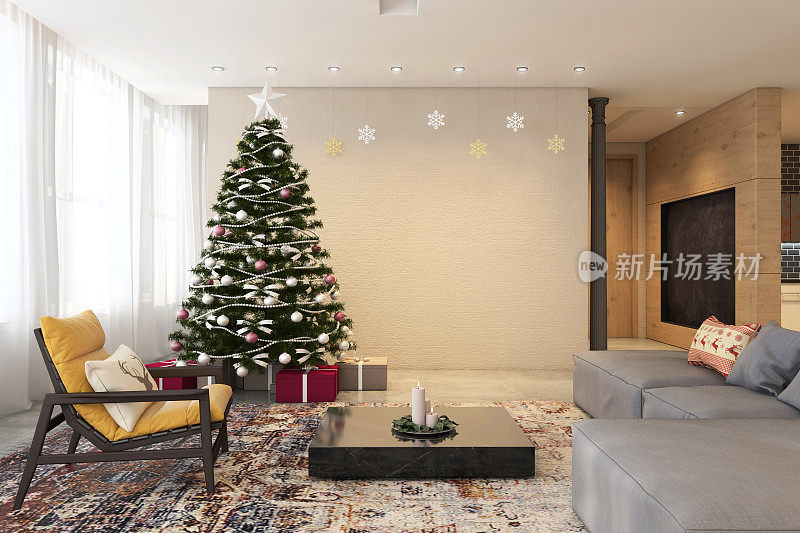 以圣诞节为主题装饰公寓室内
