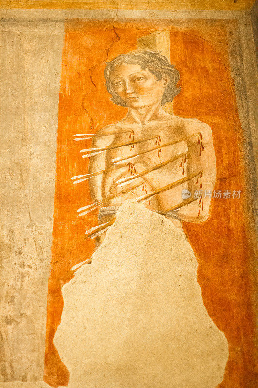 意大利托斯卡纳的阿雷佐:圣弗朗西斯教堂的圣塞巴斯蒂安壁画