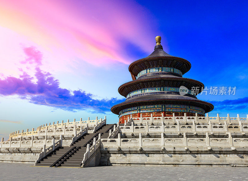 天坛日落景观在中国北京，中国符号