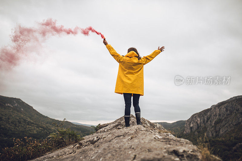 山上的徒步旅行者