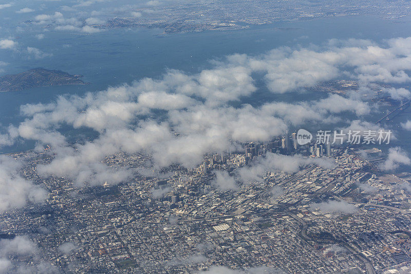 美国，加利福尼亚，旧金山市中心的空中街景