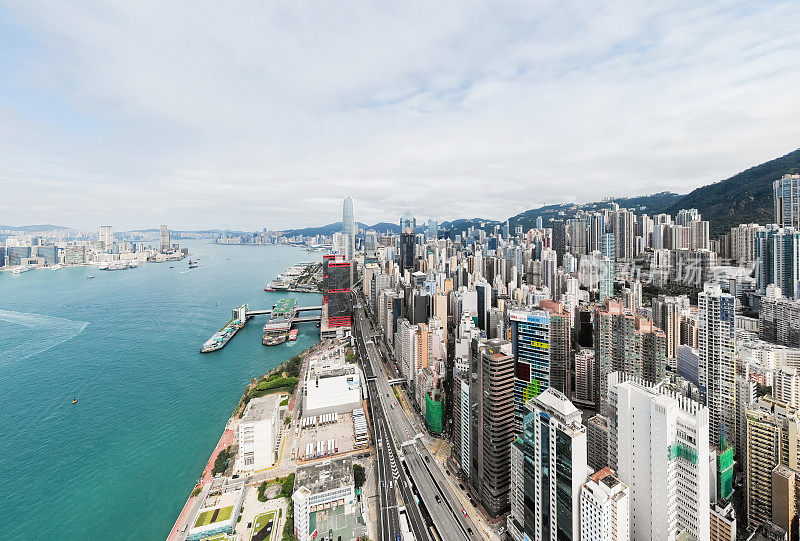 航拍港岛及维港全景