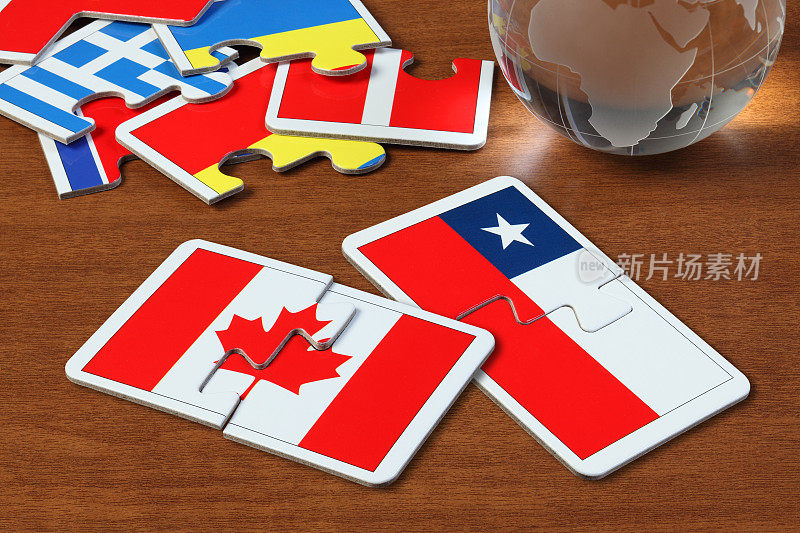加拿大和智利国旗拼图