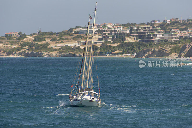 游艇度假夏天小镇切斯米海滩伊兹密尔土耳其