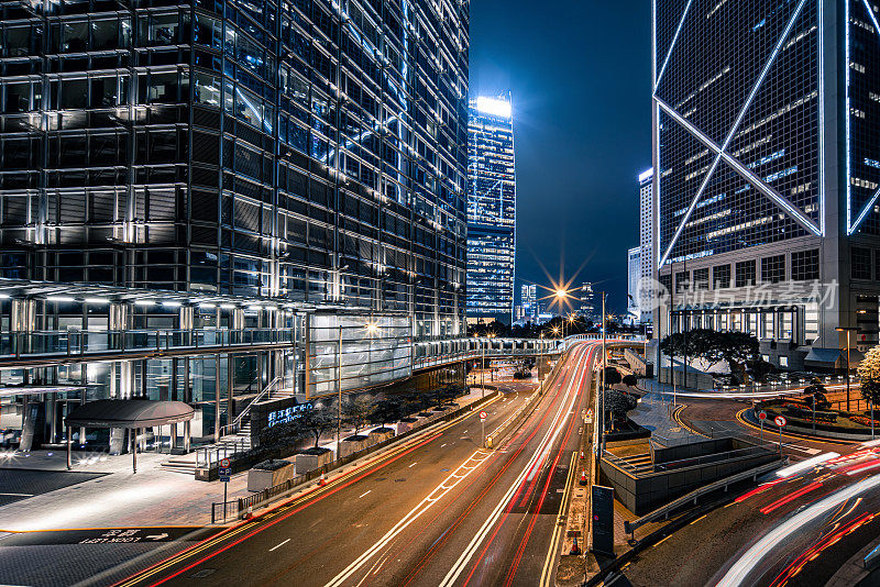 香港中环交通繁忙夜