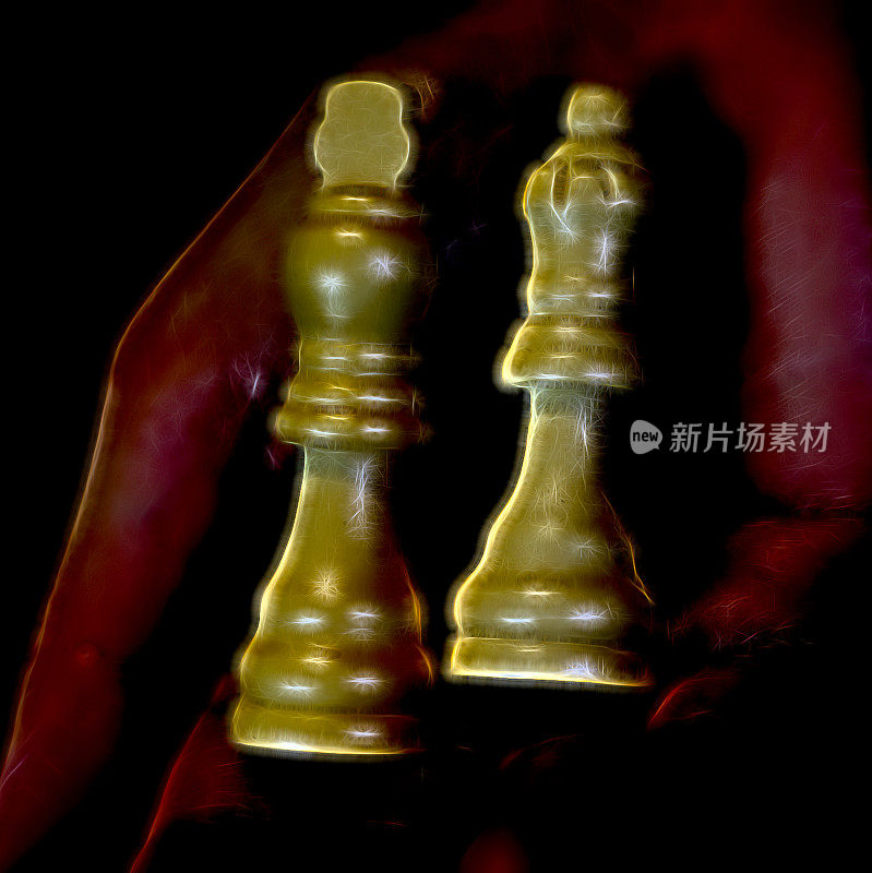 象棋白王白王后握在掌心