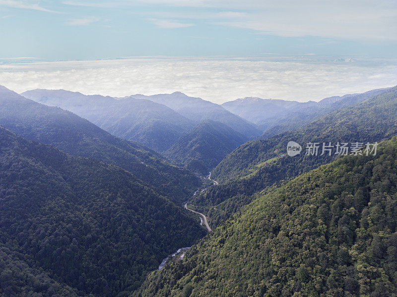 黑海地区卡卡尔山脉。鸟瞰图。