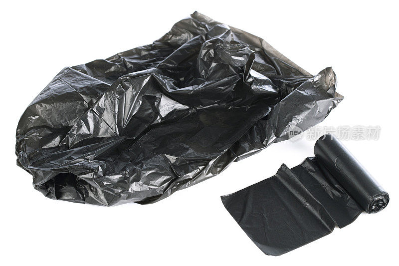 一卷新的黑色垃圾袋一卷新的黑色垃圾袋和空袋子