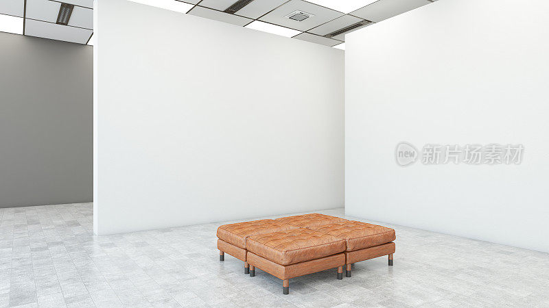 博物馆艺术画廊与白色模拟墙