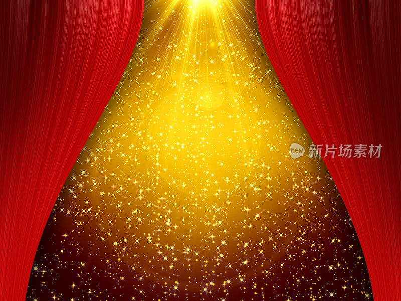 拉开红色的舞台幕布，金色的灯光闪闪发光