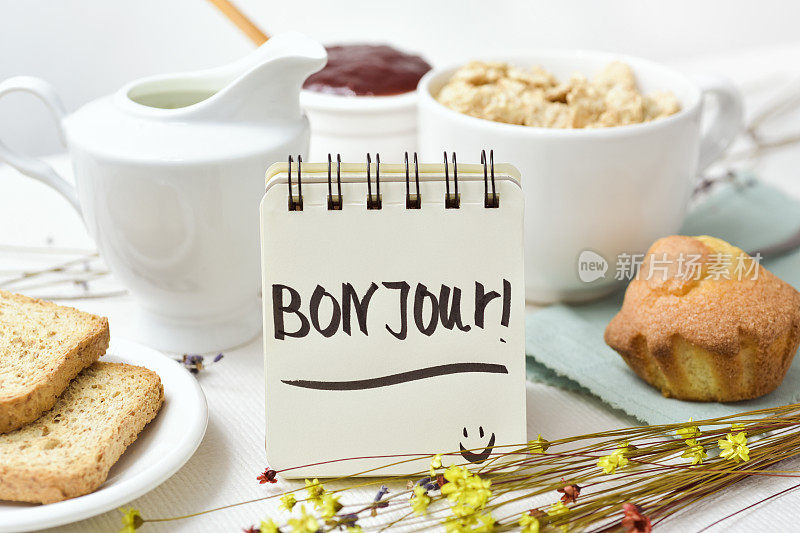 吃早餐，用法语发短信说早安