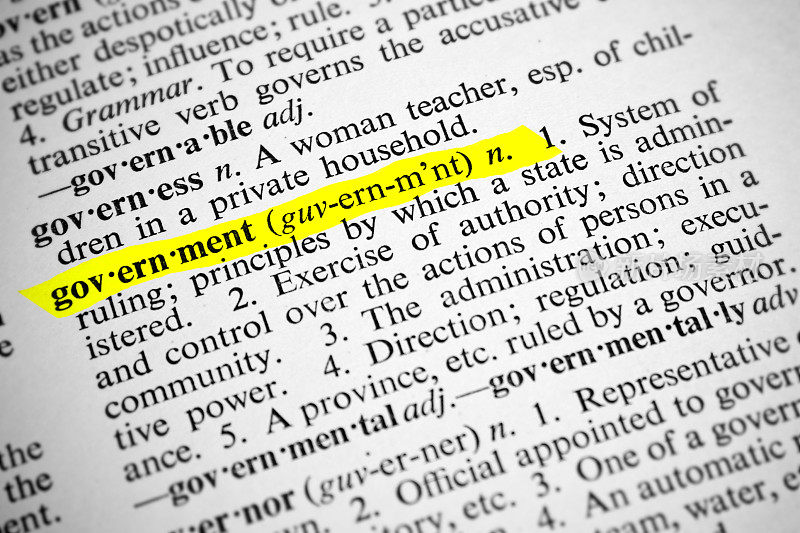 “政府”一词的字典定义