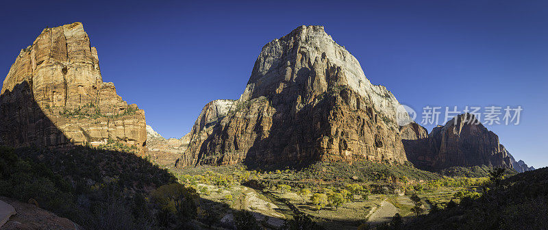 锡安国家公园史诗般的景观山峰，犹他州全景