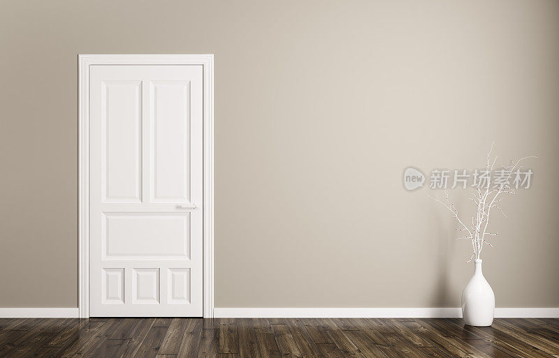 室内背景与门3d渲染