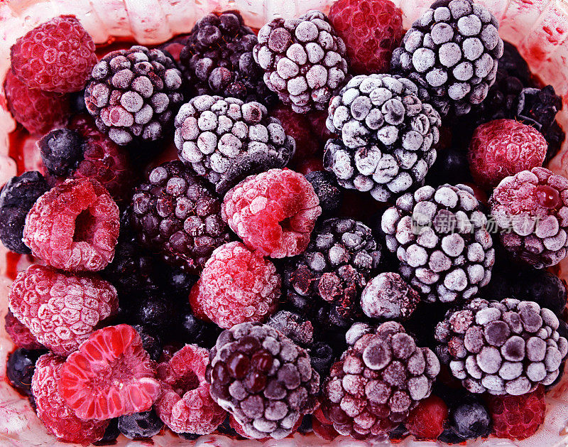 近距离冷冻混合水果-浆果