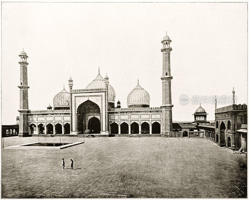 19世纪80年代，印度德里的朱玛清真寺