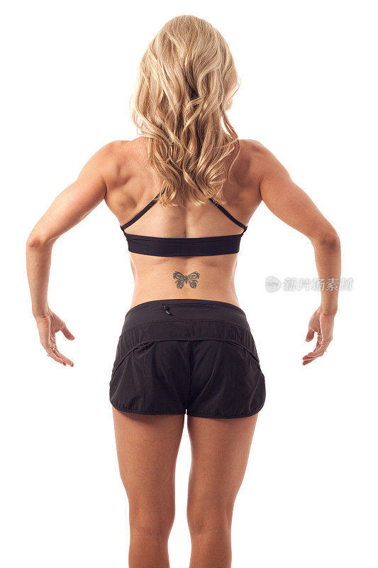 健身女性伸缩背部肌肉
