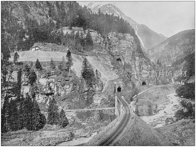 世界著名景点的古老照片:瑞士圣哥达铁路