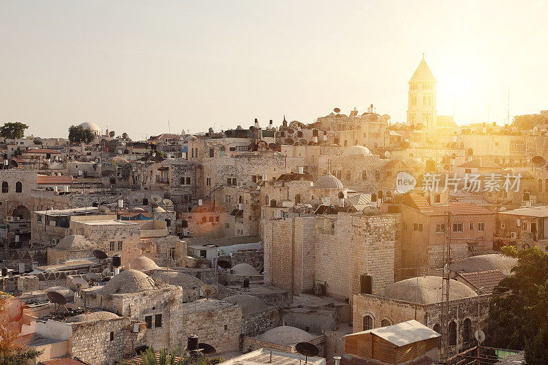 耶路撒冷老城全景鸟瞰图