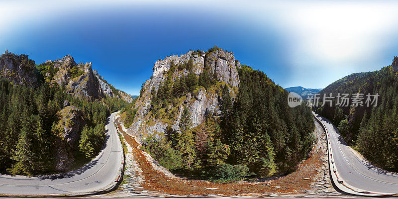 斯洛伐克马拉法特拉山脉Vratna山谷的360x180度全球面(等矩形)空中全景图