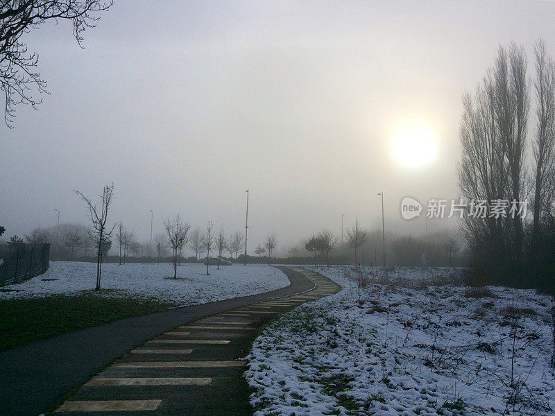 萨尔布鲁公园的雪。威托利亚-加斯泰兹。西班牙