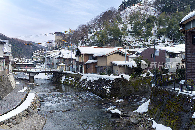 日本冬天的Yumura温泉