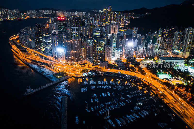 鸟瞰香港岛的景观或城市景观