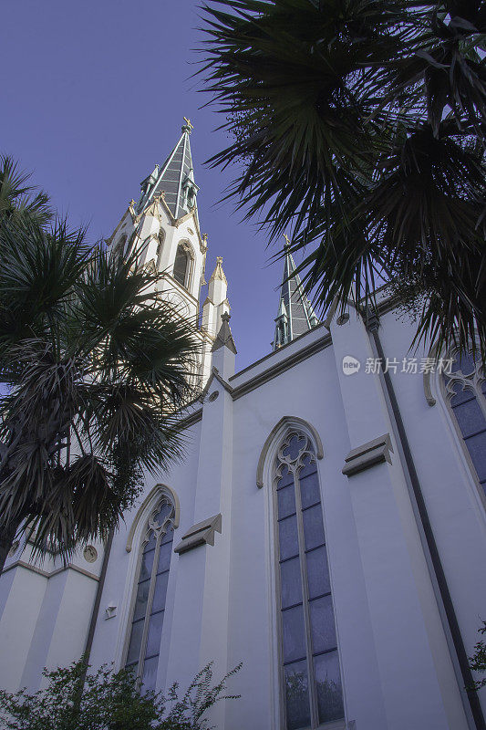 萨凡纳圣约翰浸礼会大教堂是一座法国哥特式建筑，建于1876年。