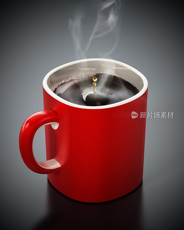 黑色背景的红色咖啡杯