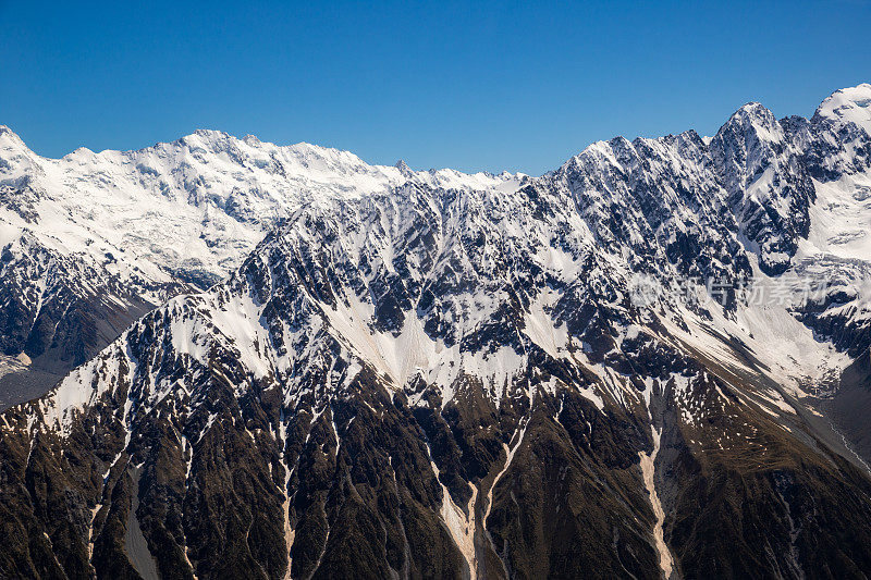 库克山脉白雪覆盖的山峰