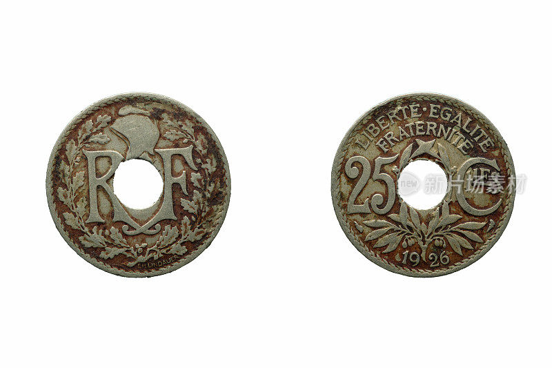 25生丁，1914-1917镍币，正面和背面，法国