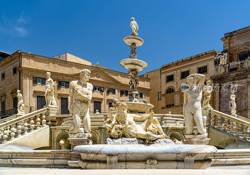 意大利西西里岛巴勒莫的禁卫军喷泉